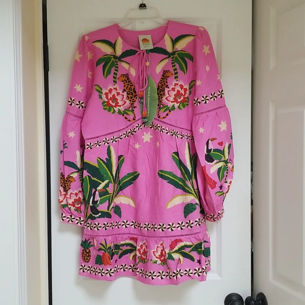 FARM Rio Pink Leopard Forest Mini Dress - Picture 4 of 10